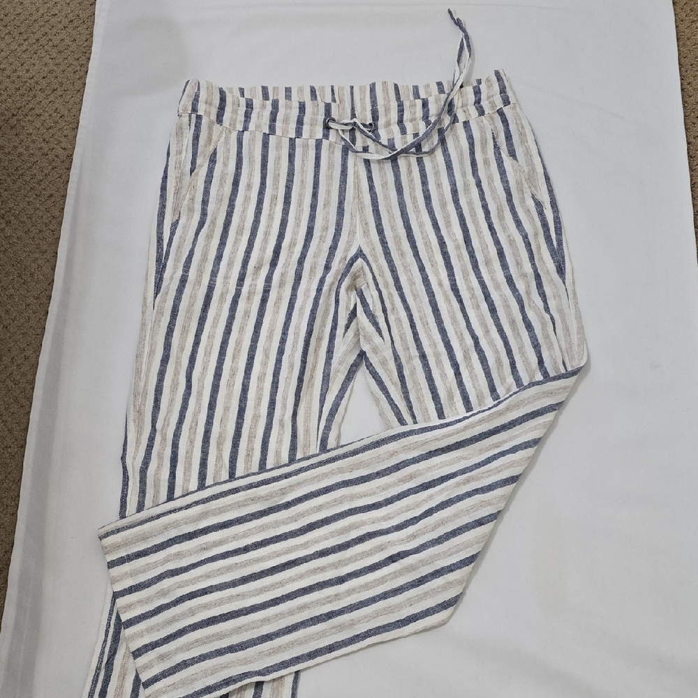 For Cynthia Men's Striped Chinos in Blue and Cream M